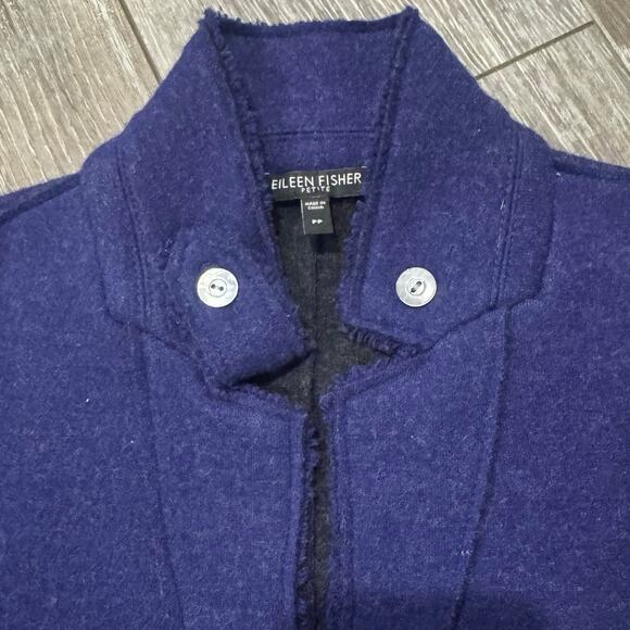 Eileen Fisher Merino Wool Military Button Up Jacket Blazer Purple Size PP (XSP) - Picture 6 of 6